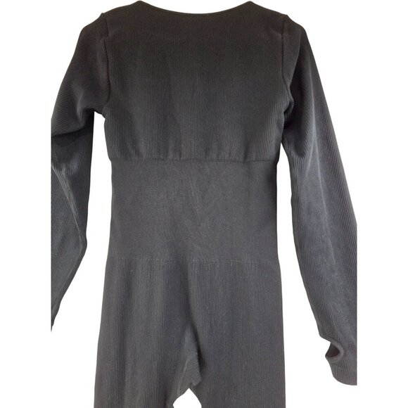 Unbranded Women's Long Sleeve Jumpsuit Rib Knit Zipper Front Black Size XL - Picture 6 of 7